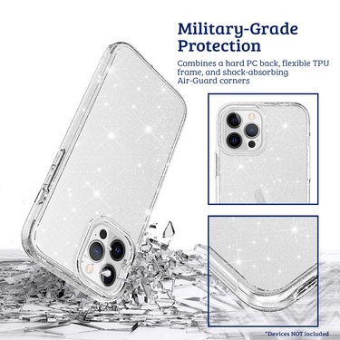 iPhone 12 Mini Compatible Case Cover With Ultimake Glitter Shockproof - Transparent
